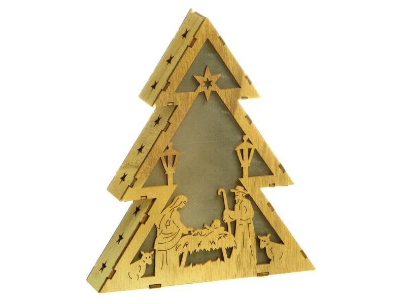světlo LED stromek dřevěný 19x4x22cm
