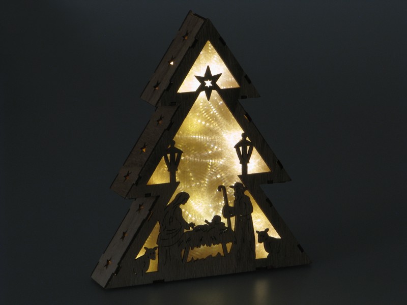 světlo LED stromek dřevěný 19x4x22cm