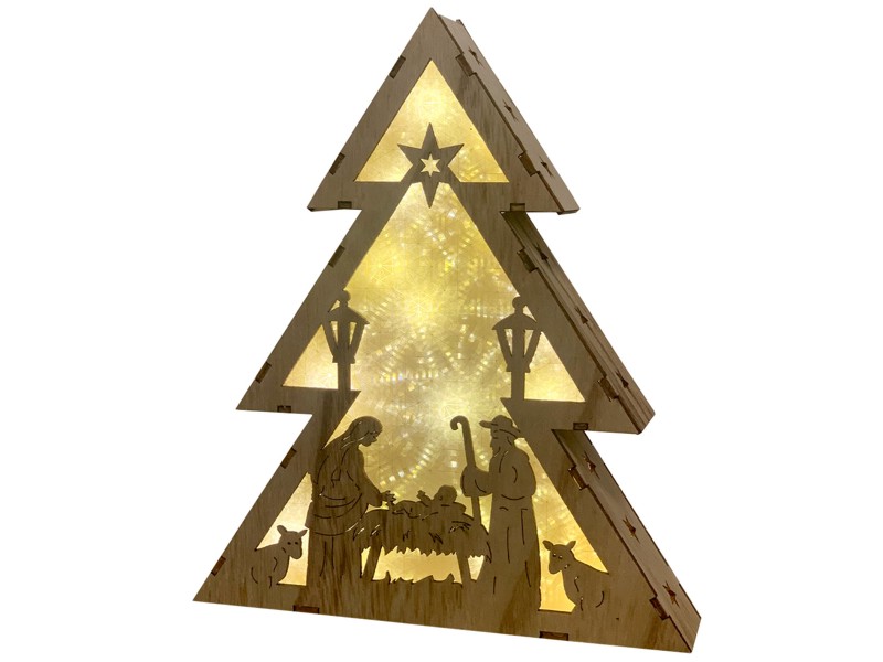 světlo LED stromek dřevěný 19x4x22cm