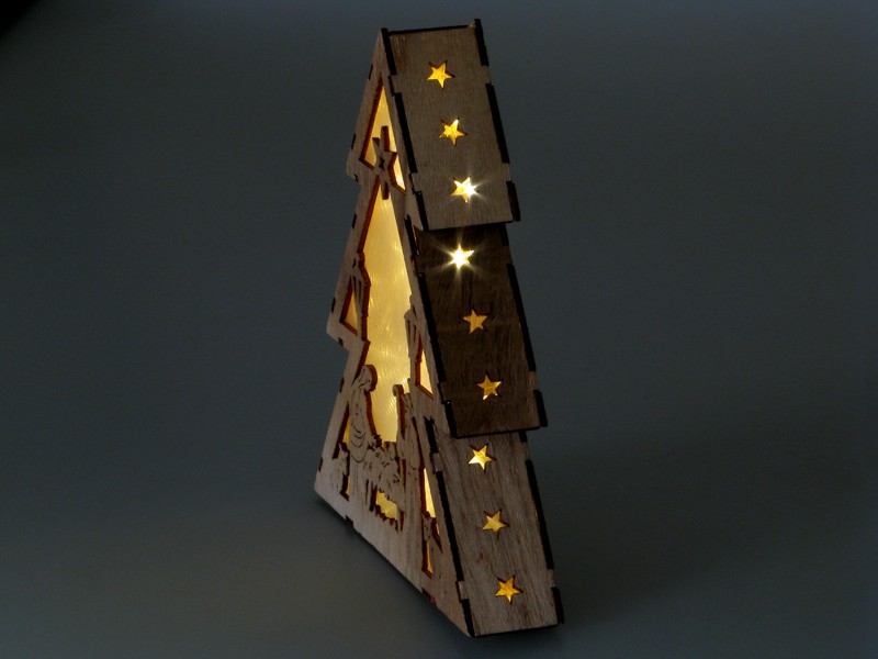 světlo LED stromek dřevěný 19x4x22cm