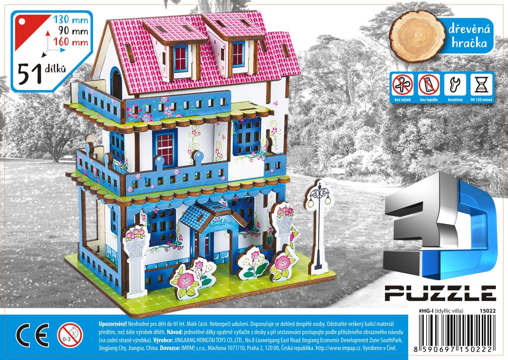 model 3D puzzle domečky dřevo