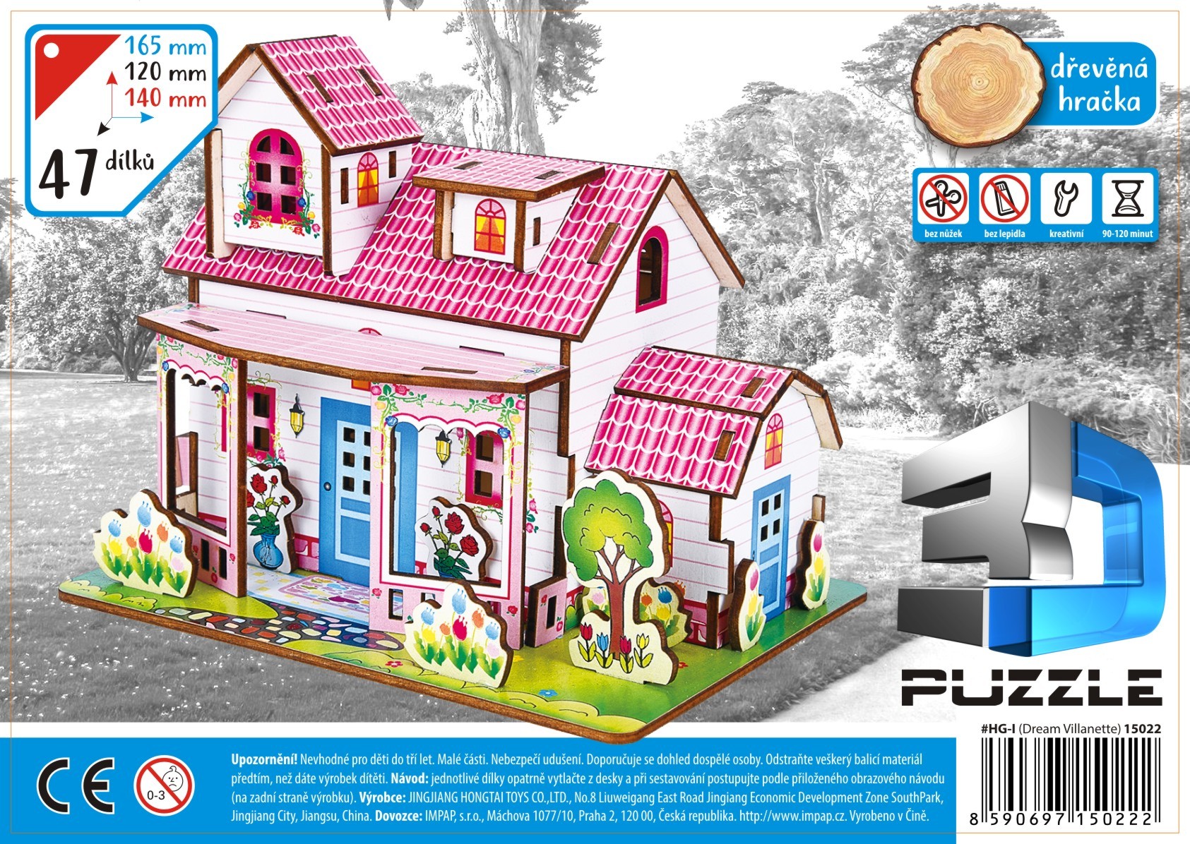 model 3D puzzle domečky dřevo