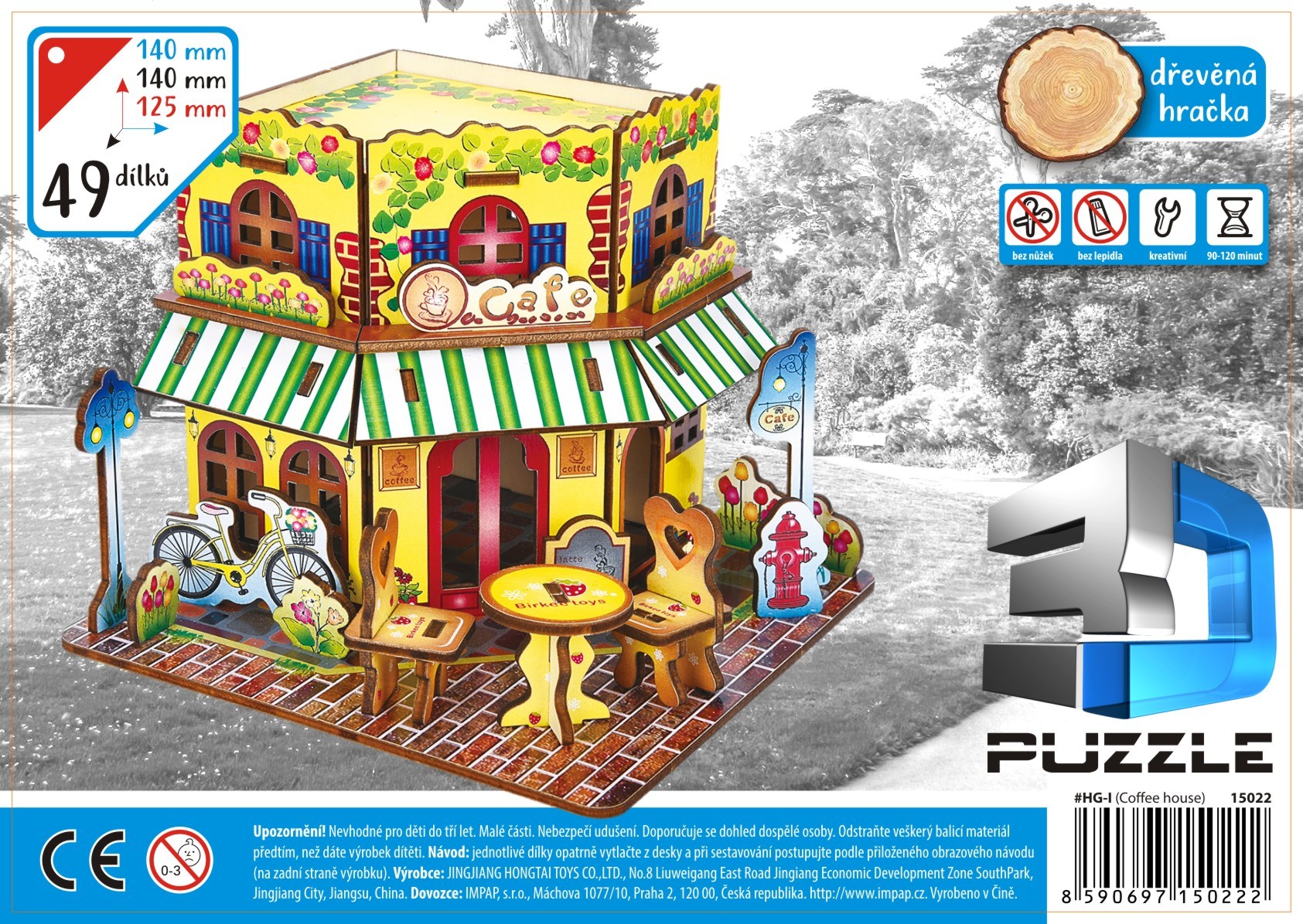 model 3D puzzle domečky dřevo