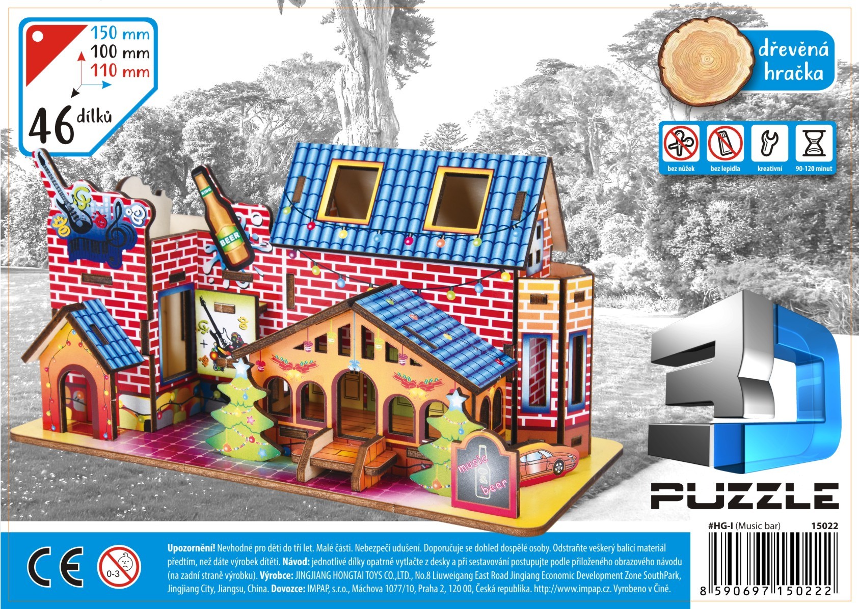model 3D puzzle domečky dřevo