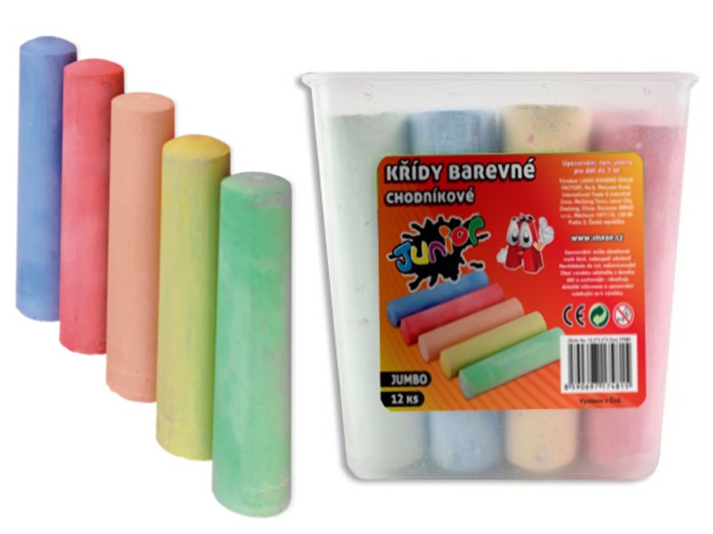 křídy barevné chodníkové 12ks v PVC boxu