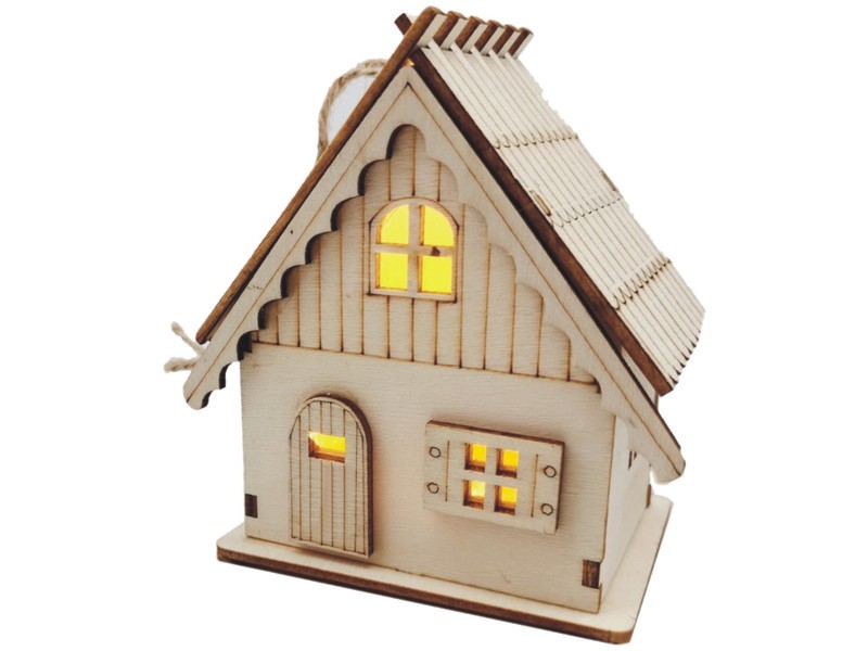 světlo LED domek dřevěný výška 10cm