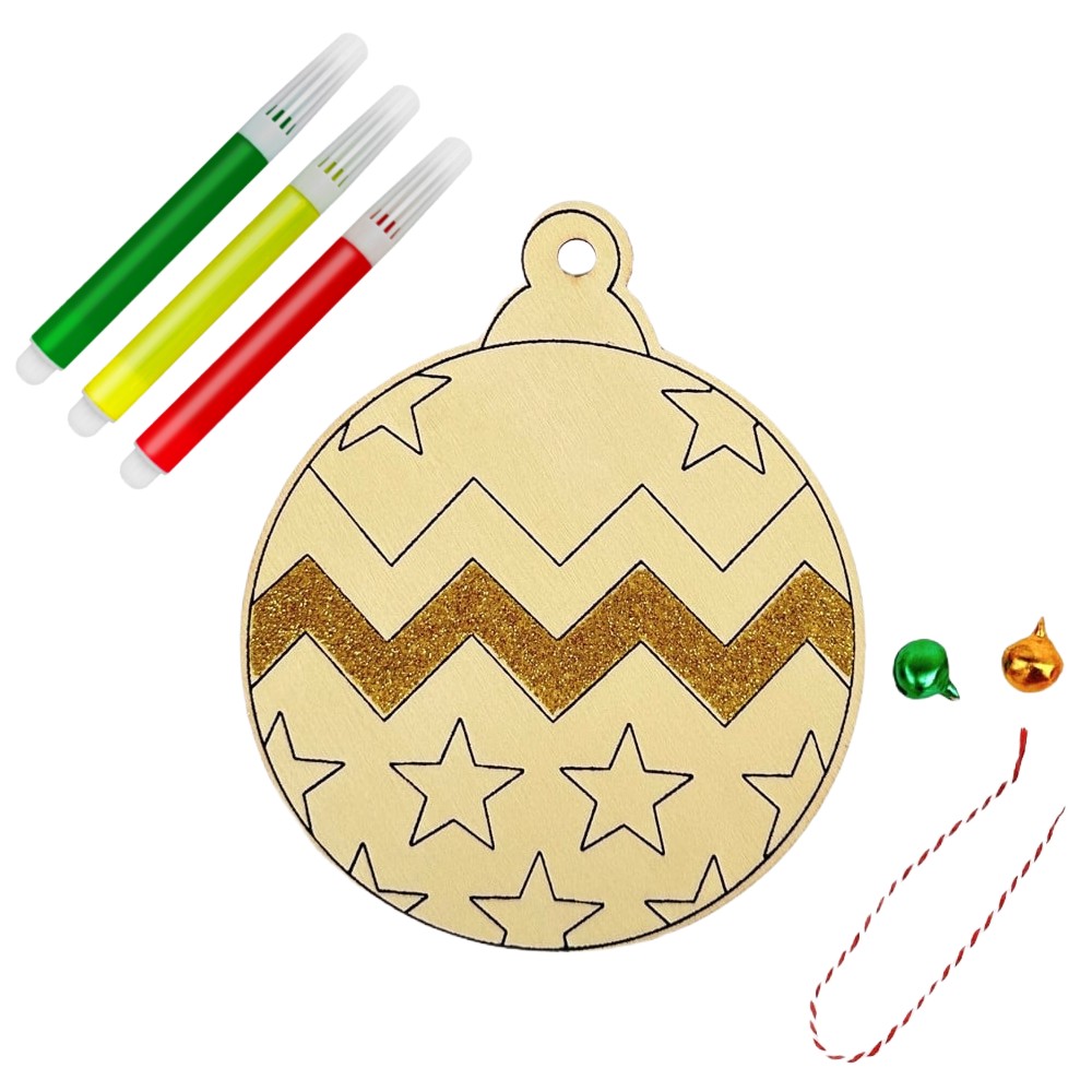 obrázky dřevo 13cm+barvy vánoční glitr