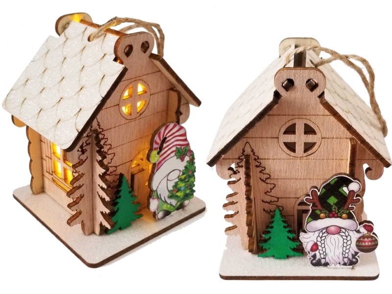 světlo LED domek dřevěný 6,5x8x6,5cm