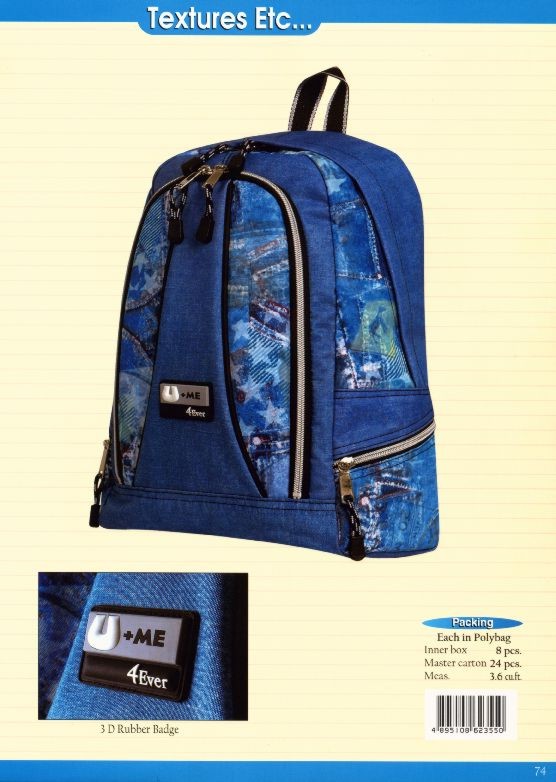 batoh jeans U+Me klasik 36x29x16cm
