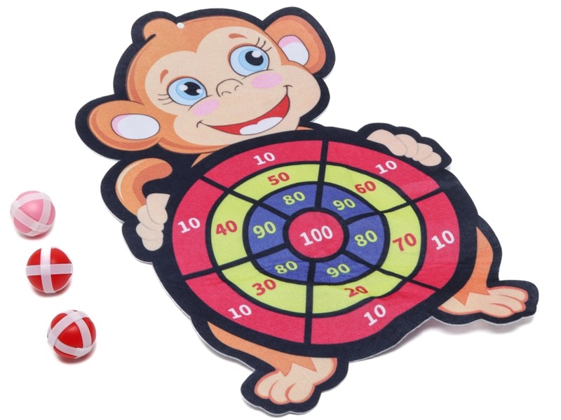 terč 28x43cm+3 míčky na suchý zip-opice