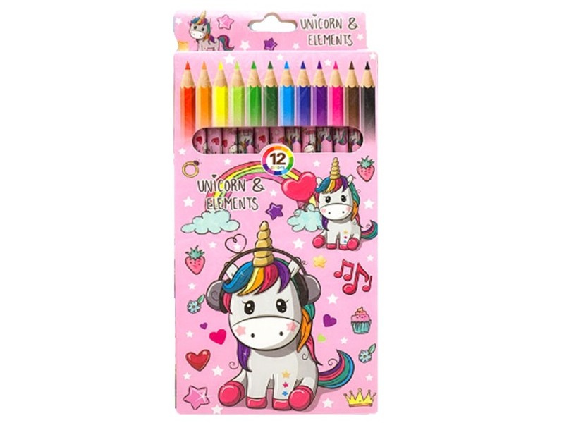 pastelky 12 barev 18cm v krabičce-unicorn