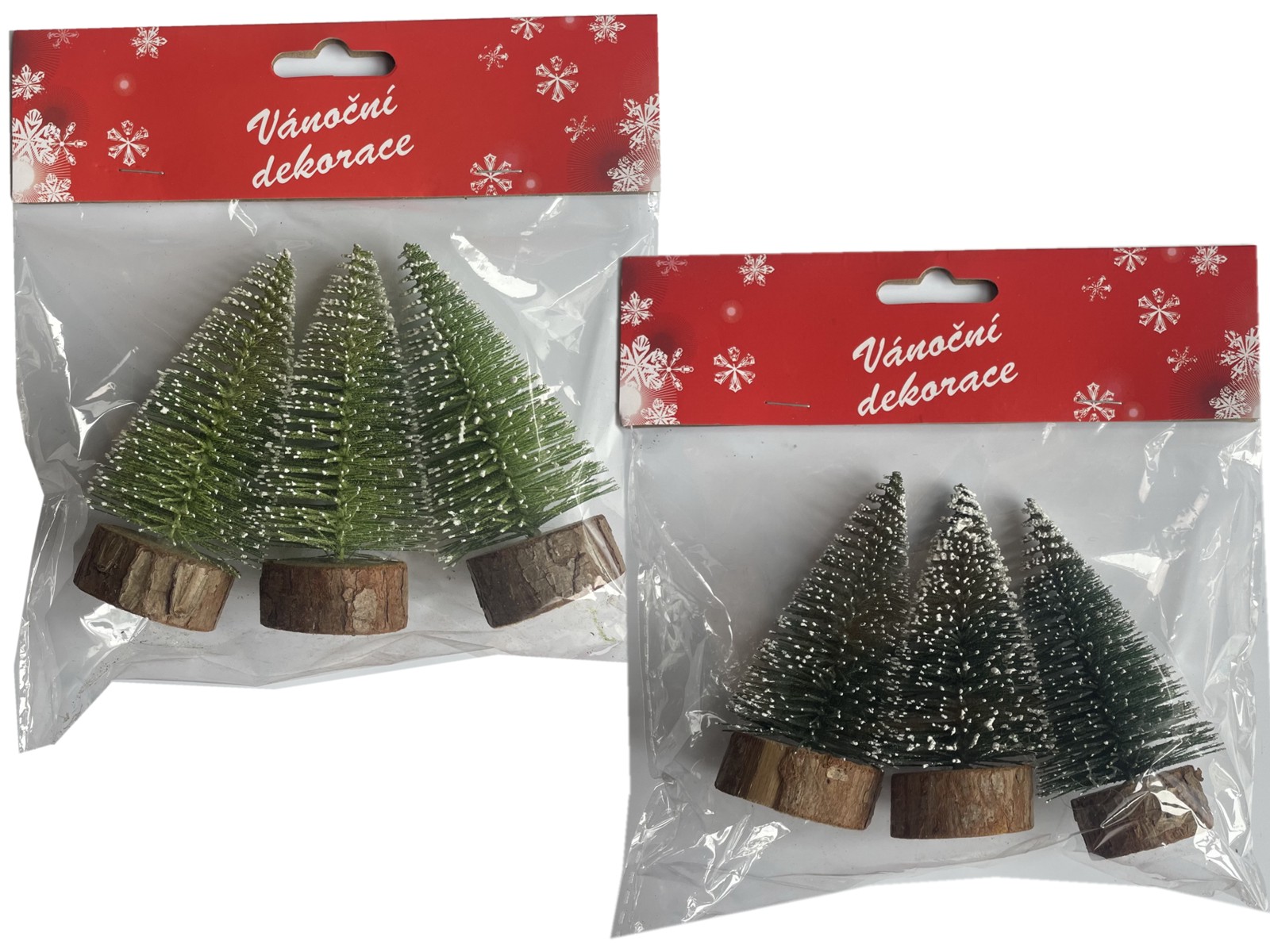 stromky vánoční 9cm 3ks dřevo+PVC