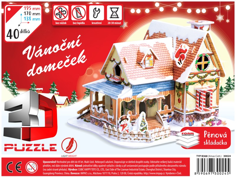 model 3D puzzle vánoční domek 28x17x14cm