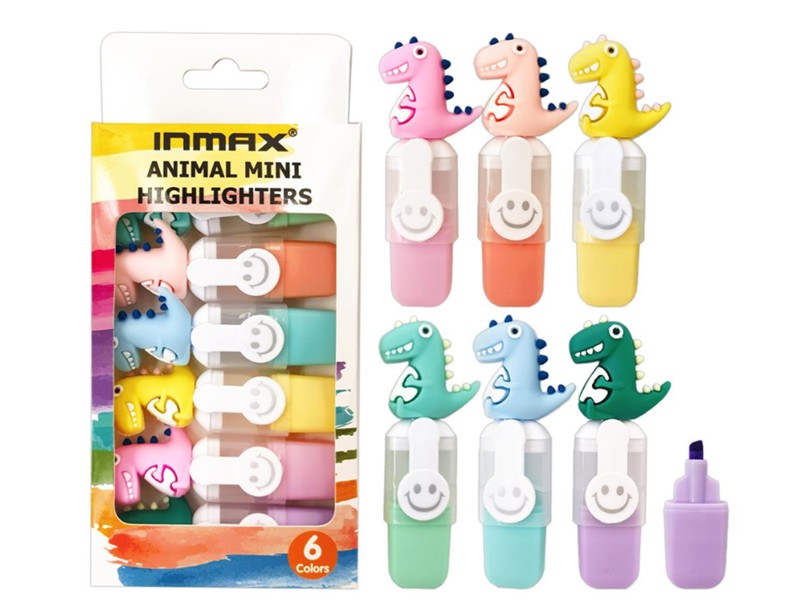 zvýrazňovače 9cm dětské 6ks sada-dino