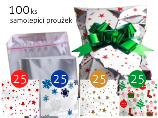 sáček 15x25 samolepicí metalický Vánoce
