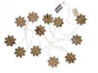 řetěz LED dřevěný vločky 2,4m 12LED