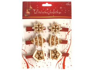 kolíčky dřevěné 6ks perníčky