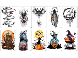 obtisky vodové Halloween 15x21cm 2 archy