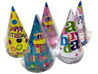 party čepičky narozeninové 15cm sada12ks