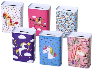 kasička plechová unicorn-7,7x4,6x11