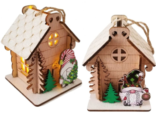 světlo LED domek dřevěný 6,5x8x6,5cm