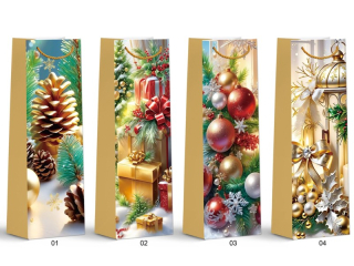 taška LUX 210g 12x35x9cm lahev Vánoce-485