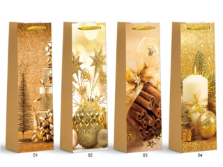 taška LUX 210g 12x35x9cm lahev Vánoce-417