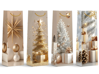 taška LUX 210g 12x35x9cm lahev Vánoce-499