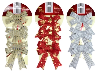 mašle sada 3ks 10x11cm polyester/plast
