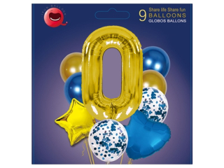 balonky sada 9ks s číslem-modrá 0