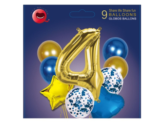 balonky sada 9ks s číslem-modrá 4