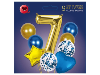 balonky sada 9ks s číslem-modrá 7