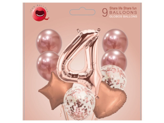 balonky sada 9ks s číslem-růžová 4