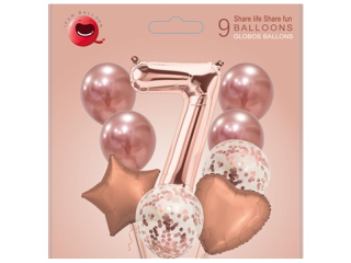 balonky sada 9ks s číslem-růžová 7