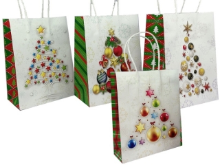 taška Craft bílá 25,5x33x12,5cm L Vánoce-02 stromek