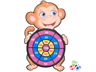 terč 28x43cm+3 míčky na suchý zip-opice