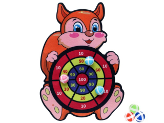 terč 28x43cm+3 míčky na suchý zip-veverka