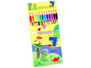 pastelky 12 barev 18cm v krabičce-dino