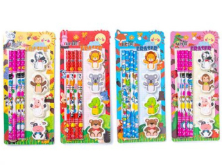 sada 4 tužky + 4 gumy 23x10cm