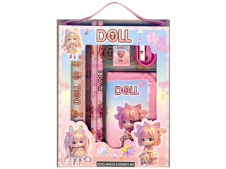 sada na psaní 14x18cm + peněženka v boxu-dolls