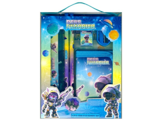 sada na psaní 14x18cm + peněženka v boxu-kosmos