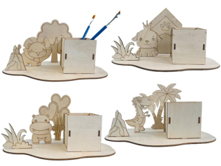 puzzle dřevo stojánek+zvířátka 22x11cm