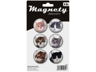 magnety 4cm 6ks sada-kočky