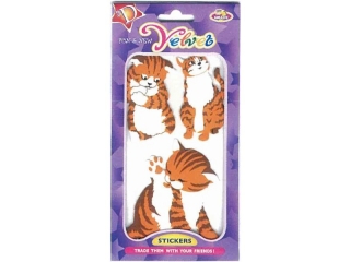 samolepky sametové zvířata 10,5x20,5cm-05 kočky