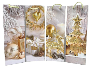 taška dárková 10x33x10 lahev Vánoce