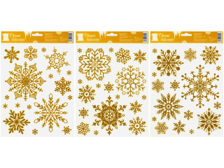 dekorace okenní 20x30cm s glitry-gold