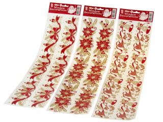 dekorace okenní 15x64cm s glitry 901